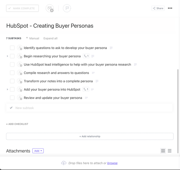 HubSpot Creating Buyer Personas Template by ClickUp™