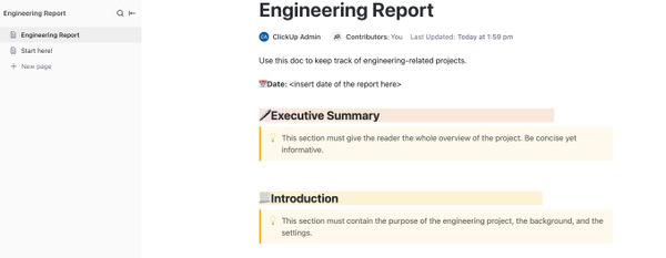 Engineering Report | Template by ClickUp™