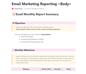 Email Marketing Report Template by ClickUp™