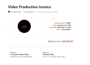 Video Production Invoice Template by ClickUp™