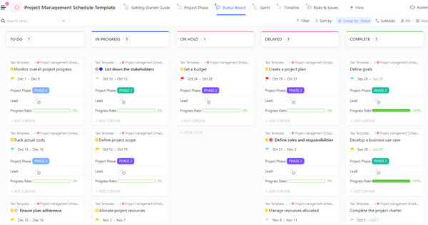 Project Management Schedule | Template by ClickUp™