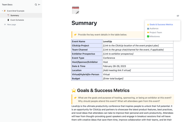 Large Event Planning | Template by ClickUp™