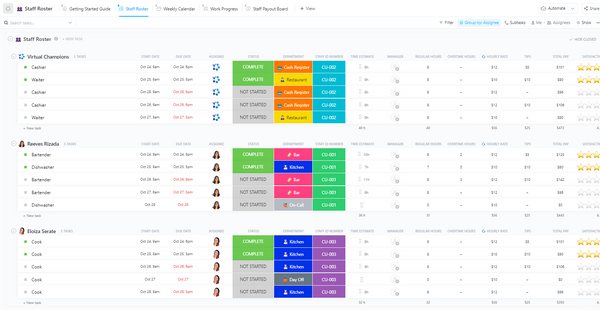 Staff Roster | Template by ClickUp™