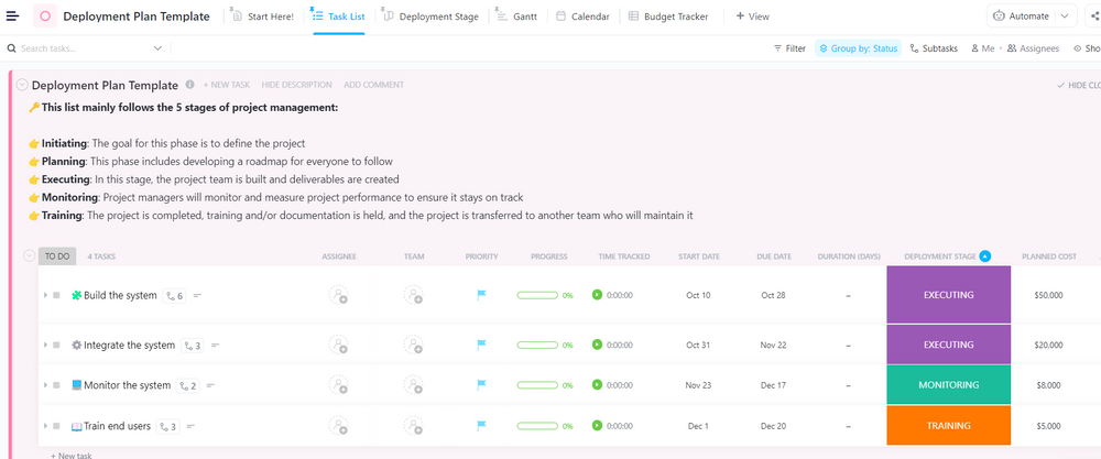 Deployment Plan | Template by ClickUp™