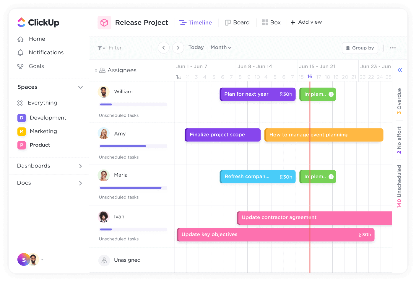 Create visual roadmaps on a Timeline.