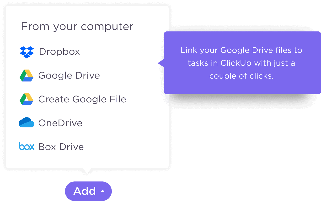 Link your Google Drive files to tasks in ClickUp with just a couple of clicks.