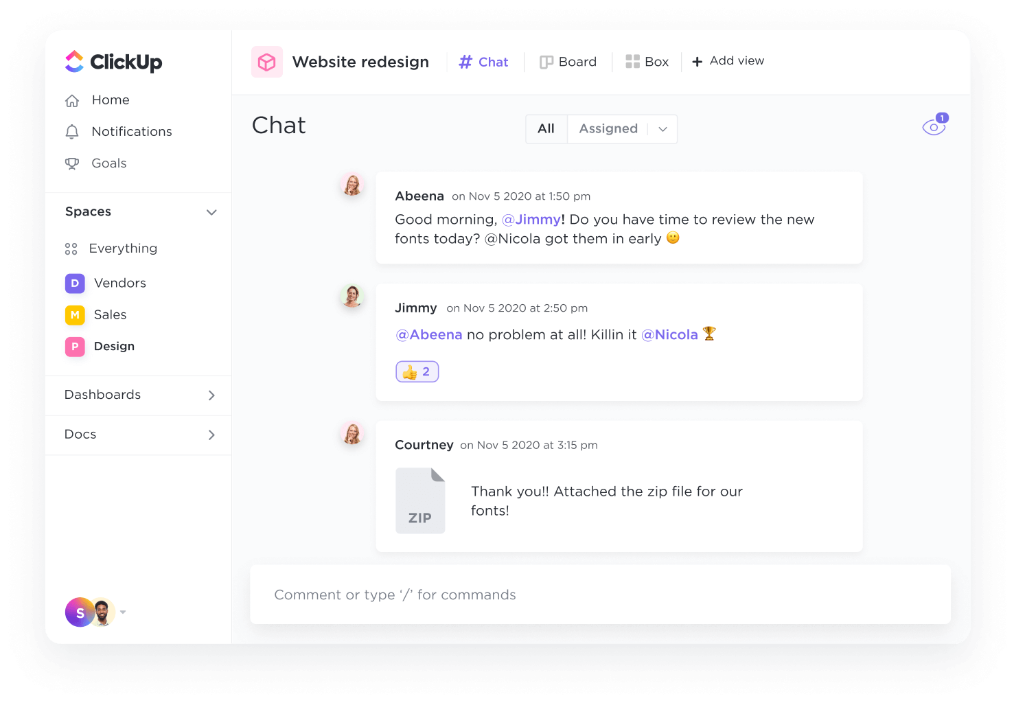 Chat view