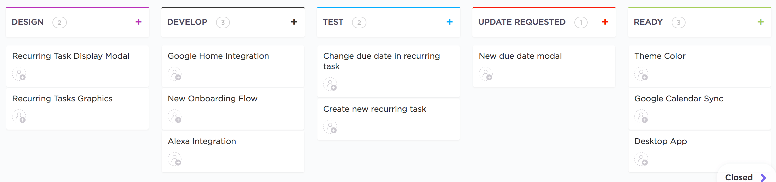 ClickUp custom task statuses