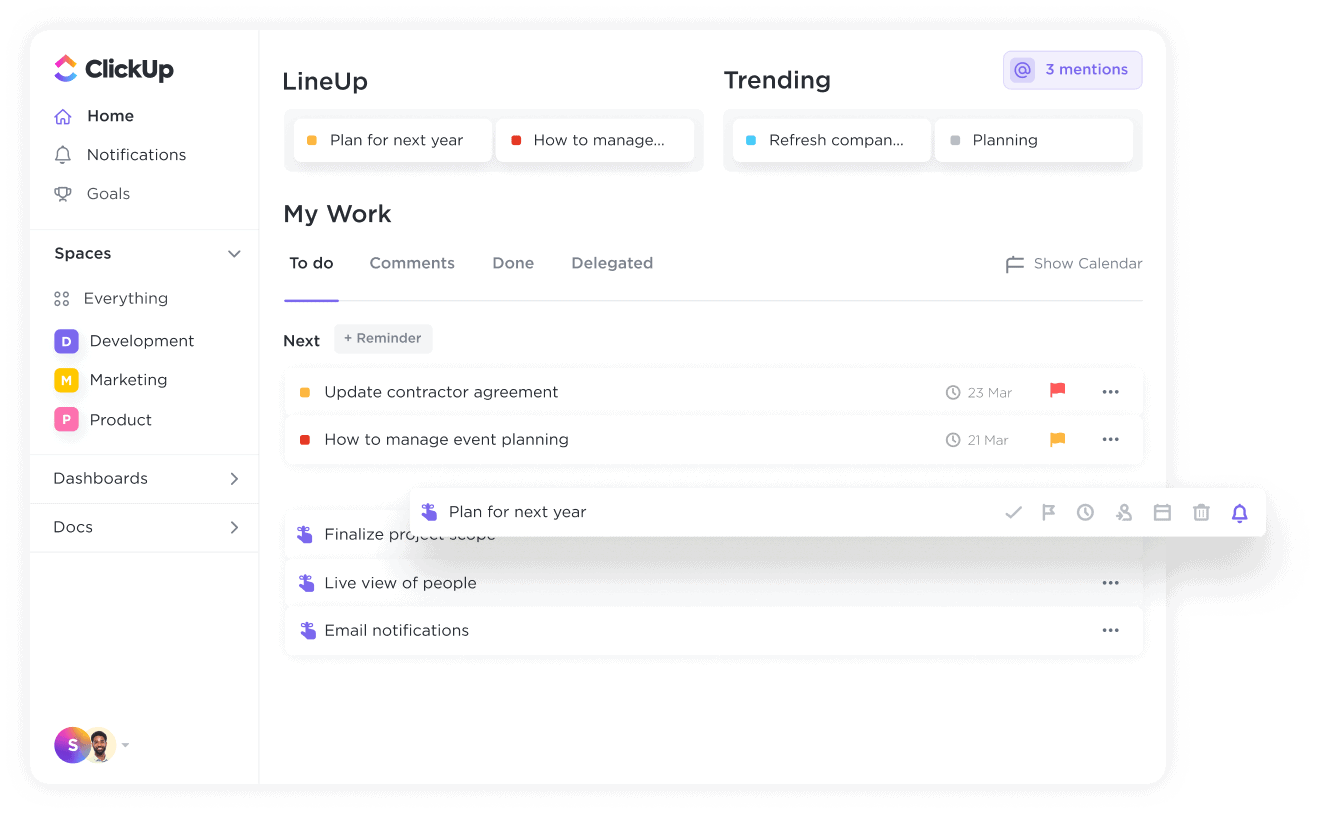 Manage all of your reminders in one place.