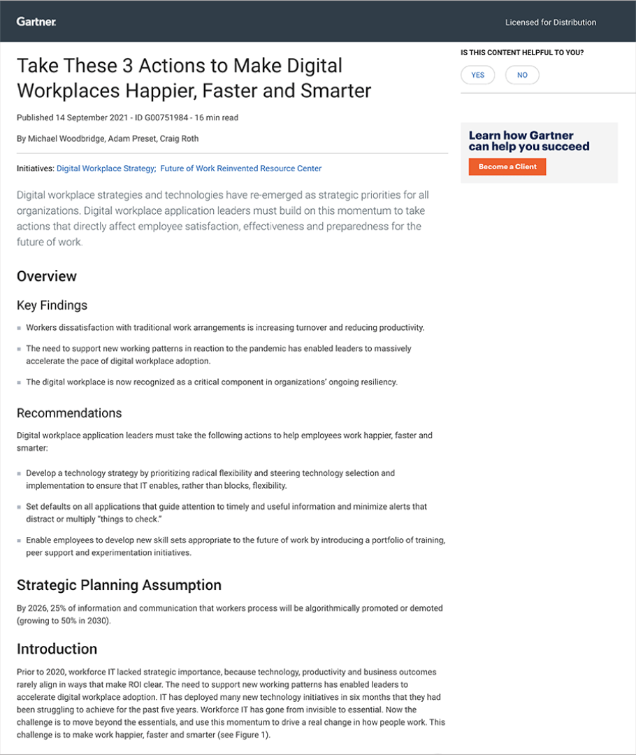 Gartner® & ClickUp™ Tools for digital workplace success