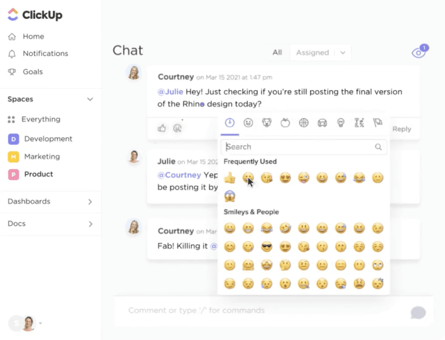 ClickUp Chat View for better team collaboration