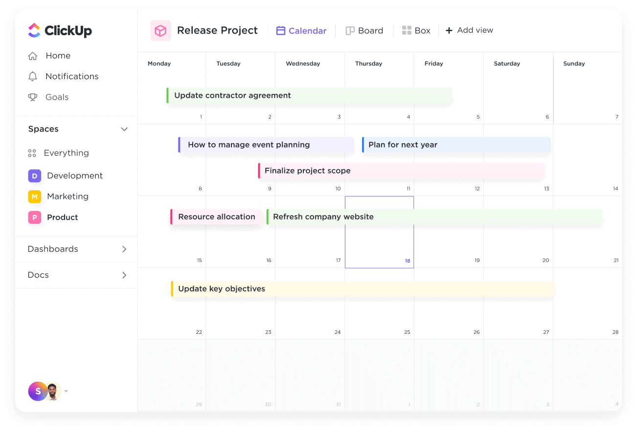 See your scheduled tasks at a glance.