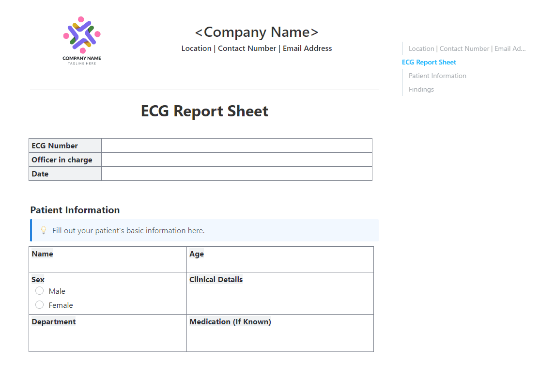 Are you looking for a template that shows the results of your findings? Use this Report Sheet template. 