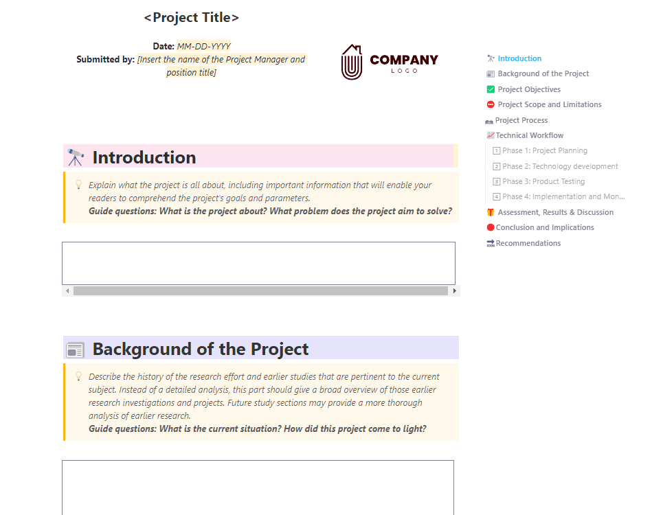 This Professional Technical Report Template will help you easily create and present technical information in a format that is understandable and accessible to your team and your clients. It is segmented into parts that will give your readers and all around access to various degrees of information regarding your project.