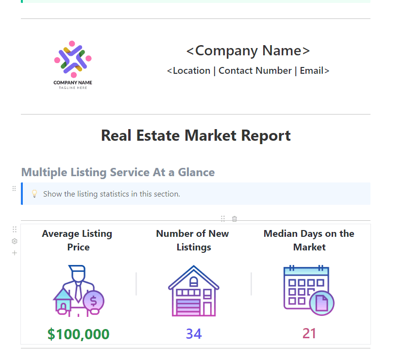 Are you looking for a template that will let you document your city's real estate market by the numbers? This ClickUp template is probably what you need!