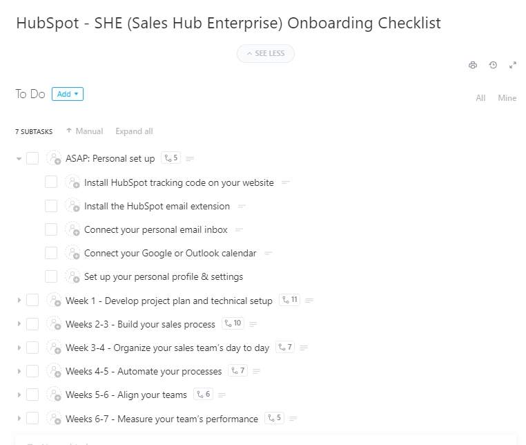 Need help in setting up Sales Hub Enterprise? This task template outlines the recommended implementation of Sales Hub Enterprise from start to finish.