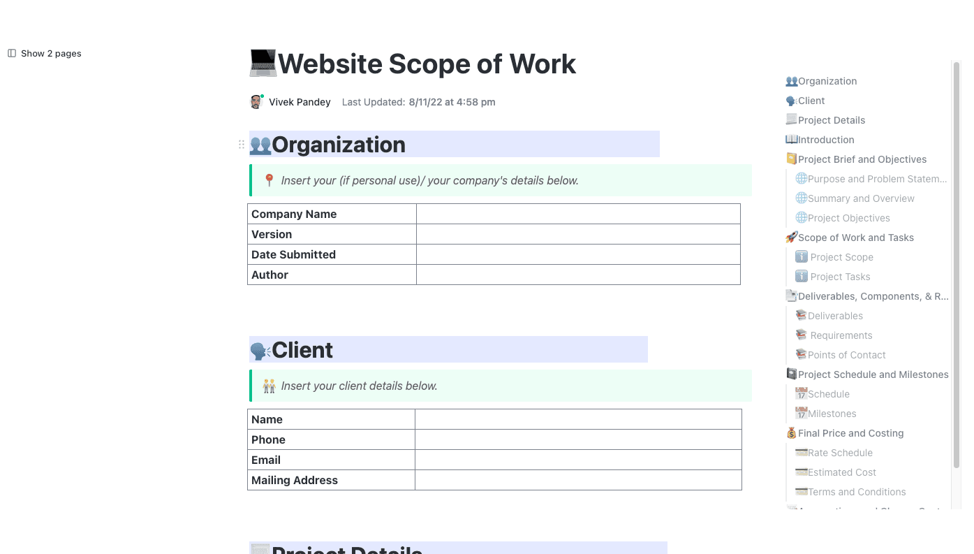 Whenever you are developing a webpage it is imperative to present a scope of work to your clients to let them know what tasks you're going to do and how much it will cost. This Website Scope of Work Document Template will absolutely make that process easier for you.