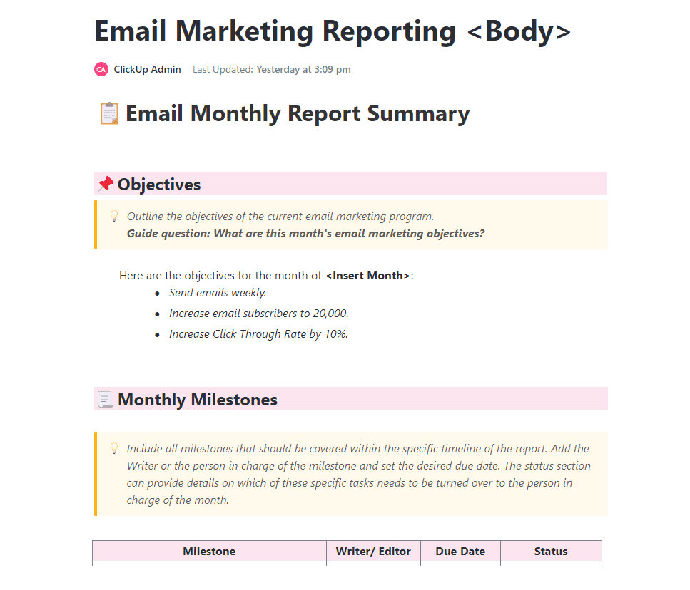 Marketing agencies require a productive method of reporting on the outcomes of managing email marketing campaigns for clients. With the help of our Email Marketing Report Template, you can get a more in-depth understanding of performance and pinpoint exactly what needs to be done to increase return of investment and the general effectiveness of your campaigns.